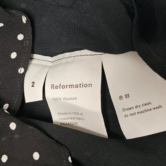 Reformation Bradshaw Dress in Selene Black and White Polka Dots Size 2 - Picture 14 of 14